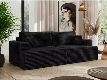 MKS Virella 4-Sitzer Schlafsofa mit Bettkasten, schwarz Cord (800001364185)