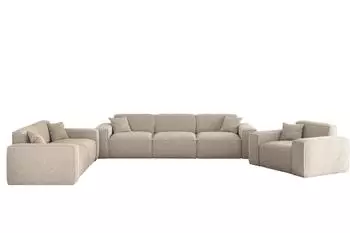 Fun Möbel Celes Premium Sofaset 3-2-1, Stoff Sven cappuccino