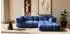 Fun Möbel BLANCHE Ecksofa Stoff Bluvel blau, Ottomane rechts
