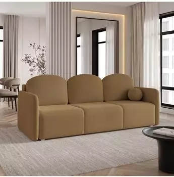 Masseno Sofa SUVI III mit Schlaffunktion, Bouclé-Stoff, 3-Sitzer (220x85x90cm)