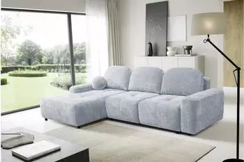 Fun M&ouml;bel ARGOS Ecksofa Schlafsofa, Stoff Vibe hellblau, Ottomane links