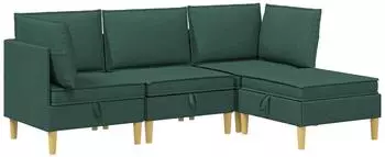 vidaXL Modulares Sofa-Set mit Stauraum, 4-tlg., dunkelgr&uuml;n, Stoff