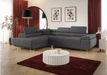 Fun M&ouml;bel Monaro Ecksofa Schlafsofa, Stoff dunkelgrau, Ottomane links