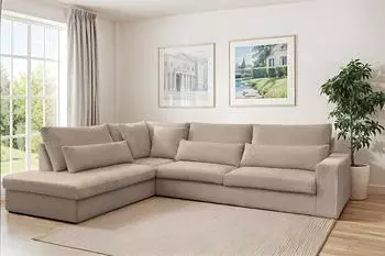 Fun M&ouml;bel THORA Ecksofa Stoff Poso, beige, Ottomane links
