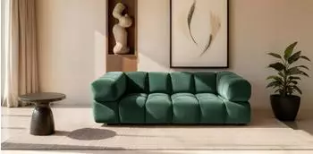 Fun M&ouml;bel BLANCHE 3-Sitzer Sofa, Stoff Bluvel, flaschengr&uuml;n