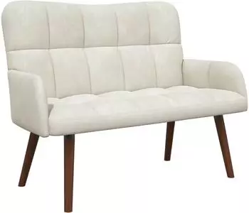 vidaXL 2-Sitzer Sofa Samt, creme, 115x61x87cm