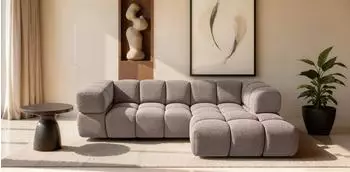 Fun M&ouml;bel BLANCHE Ecksofa Stoff Puente aubergine, Ottomane rechts