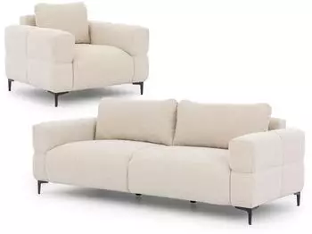 S-Style M&ouml;bel Cardea Polstergarnitur 3+1 Bubble-Optik Strukturstoff hellbeige