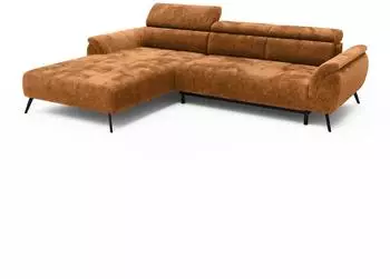Massivmoebel24 Valentina Ecksofa Ottomane links Chenille rostfarben 286x184x79cm (68-920-100-0213)