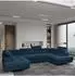 Masseno Raggio Wohnlandschaft U-Form Velours blau mit Schlaffunktion
