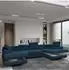 Masseno Raggio Wohnlandschaft U-Form Velours blau mit Schlaffunktion
