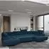 Masseno Raggio Wohnlandschaft U-Form Velours blau mit Schlaffunktion