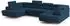 Masseno Raggio Wohnlandschaft U-Form Velours blau mit Schlaffunktion