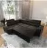 Masseno Alvoro L-S Ecksofa L-Form, Velours-Stoff, schwarz, mit Schlaffunktion (800001246776)