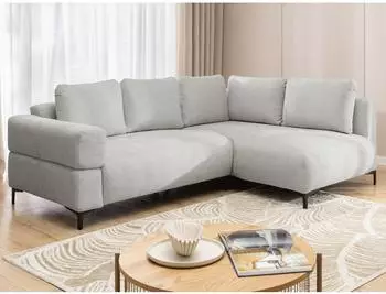 S-Style M&ouml;bel Cardea Ecksofa Bubble-Optik Strukturstoff hellgrau, Ottomane rechts (800001495701)