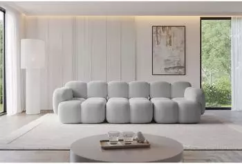 ALTDECOR Miko-S2 modulares Sofa 3-Sitzer, hellgrau, Boucl&eacute;, 300x118x75cm (800001834004)