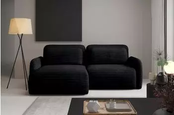 Fun M&ouml;bel Simone Ecksofa Schlafsofa, Stoff Ambience, schwarz, Ottomane links