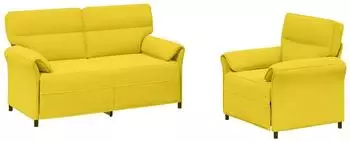 vidaXL Sofa-Set 2-tlg. hellgelb Stoff (3424867)