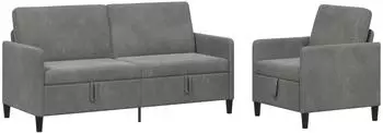 vidaXL Sofa-Set mit Stauraum 2-tlg. dunkelgrau Polyester