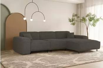 Fun Möbel Ecksofa Gloria Stoff Scala anthrazit, Ottomane rechts