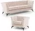 S-Style Möbel Whitby Chesterfield Polstergarnitur 3+1 Samt, beige, schwarze Füße