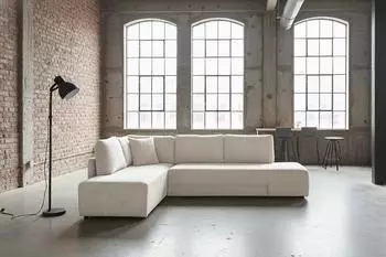 Kawola SADIRA Ecksofa mit Schlaffunktion, Cord, cremeweiß, Ottomane links, 288x209cm (800001415158)