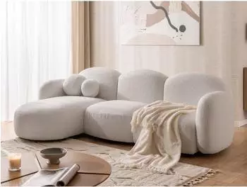 S-Style Möbel Nuvola Ecksofa L-Form Bouclé-Stoff weiß, Ottomane links (800001138596)