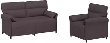vidaXL Sofa-Set 2-teilig, dunkelbraun, Stoff (3424861)