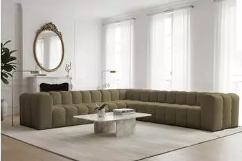Fun Möbel Solvie XL Ecksofa Stoff Moly moosgrün, universal (330cm)