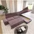 Masseno AVISE M R-S Ecksofa L-Form mit Schlaffunktion, lila Velours, 268x195cm