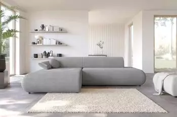 Selsey Armone Ecksofa mit Schlaffunktion, Chenille, Ottomane links, grau