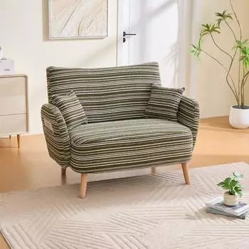 Stilvora Zweisitzer-Sofa Boucl&eacute;, olivgr&uuml;n, mit Seitentaschen (QTEL7KM0L7478)