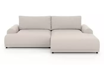 luma-home Ecksofa L-Form mit Schlaffunktion & Bettkasten, Ottomane rechts, beige (21031)