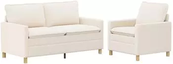 vidaXL Sofa-Set 2-teilig, Stoff, creme (3417078)