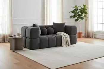 Fun M&ouml;bel VEGA 3-Sitzer Sofa, Stoff Egon, dunkelgrau
