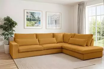 Fun M&ouml;bel THORA Ecksofa Stoff Poso honiggelb, Ottomane rechts