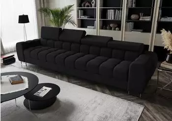 Fun M&ouml;bel BASTIEN Big Sofa 4-Sitzer, Stoff Moly, schwarz