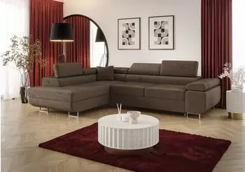 Fun M&ouml;bel MONARO Ecksofa Schlafsofa, Stoff Monolith, braun, Ottomane links