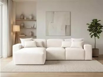 GRAINGOLD Leni Ecksofa L-Form links, Textil, creme (800001471088)