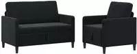 vidaXL Sofa Set mit Stauraum 2 stk. Schwarz Polyester