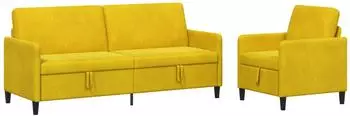 vidaXL Sofa-Set mit Stauraum 2-tlg. gelb, Polyester (3429253)