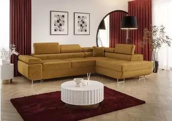 Fun M&ouml;bel Monaro Eckschlafsofa, Stoff Monolith honiggelb, Ottomane rechts