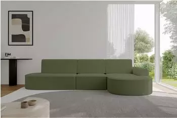 ALTDECOR MARI L2-S Ecksofa mit Schlaffunktion und Bettkasten, Bouclé, grün (800001814613)
