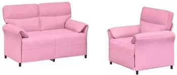 vidaXL Sofa-Set 2-teilig, rosa Stoff (3424855)