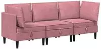 vidaXL Wohnzimmergarnitur 3 stk. Rosa Samt