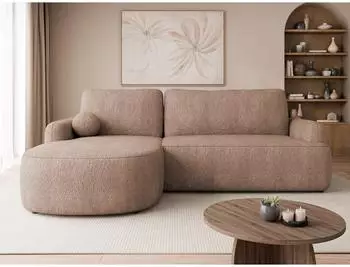 Mirjan24 Ecksofa mit Schlaffunktion und Bettkasten, L-Form, rosa, 250x174cm