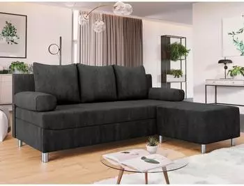 Mirjan24 Dover Schlafsofa mit Bettkasten und Polsterhocker, anthrazit (800001793043)