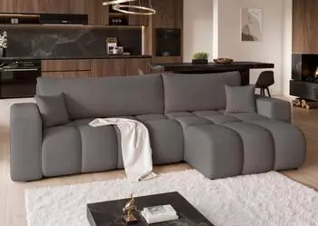 Fun M&ouml;bel Anabel Eckschlafsofa Stoff Centaur dunkelgrau, Ottomane rechts