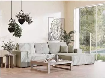 Sofa.de Maze Ecksofa mit Schlaffunktion, L-Form, beige, 294cm