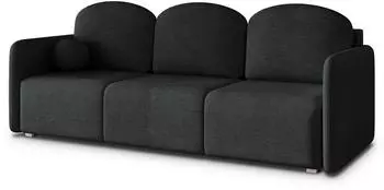 Masseno SUVI III Schlafsofa mit Bettkasten, geflochtener Stoff, schwarz, 220cm